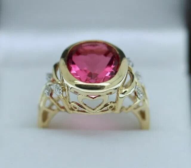 2.20Ct Oval Cut Simulated Ruby & Diamond Anniversary Ring 14K Yellow Gold Finish