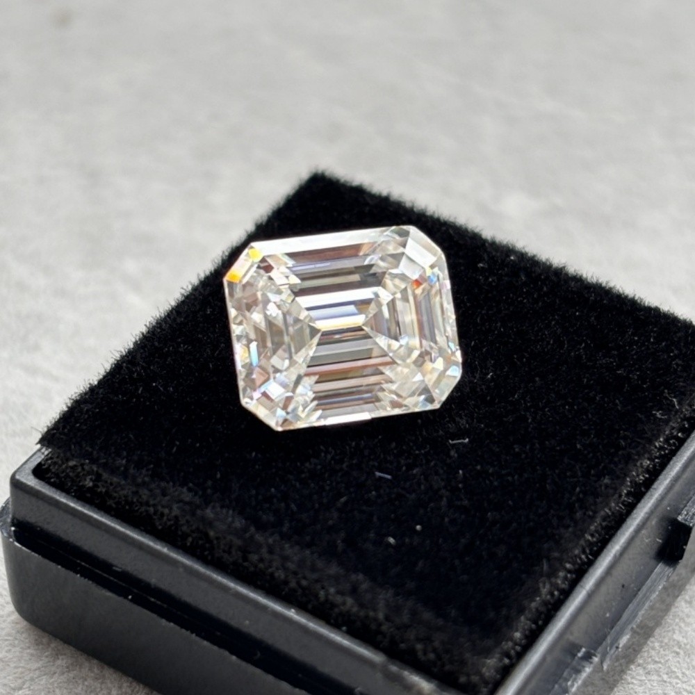 Emerald Shaped White Fancy Color Loose Moissanite 1pcs 5x7mm-10x14mm Gemstone