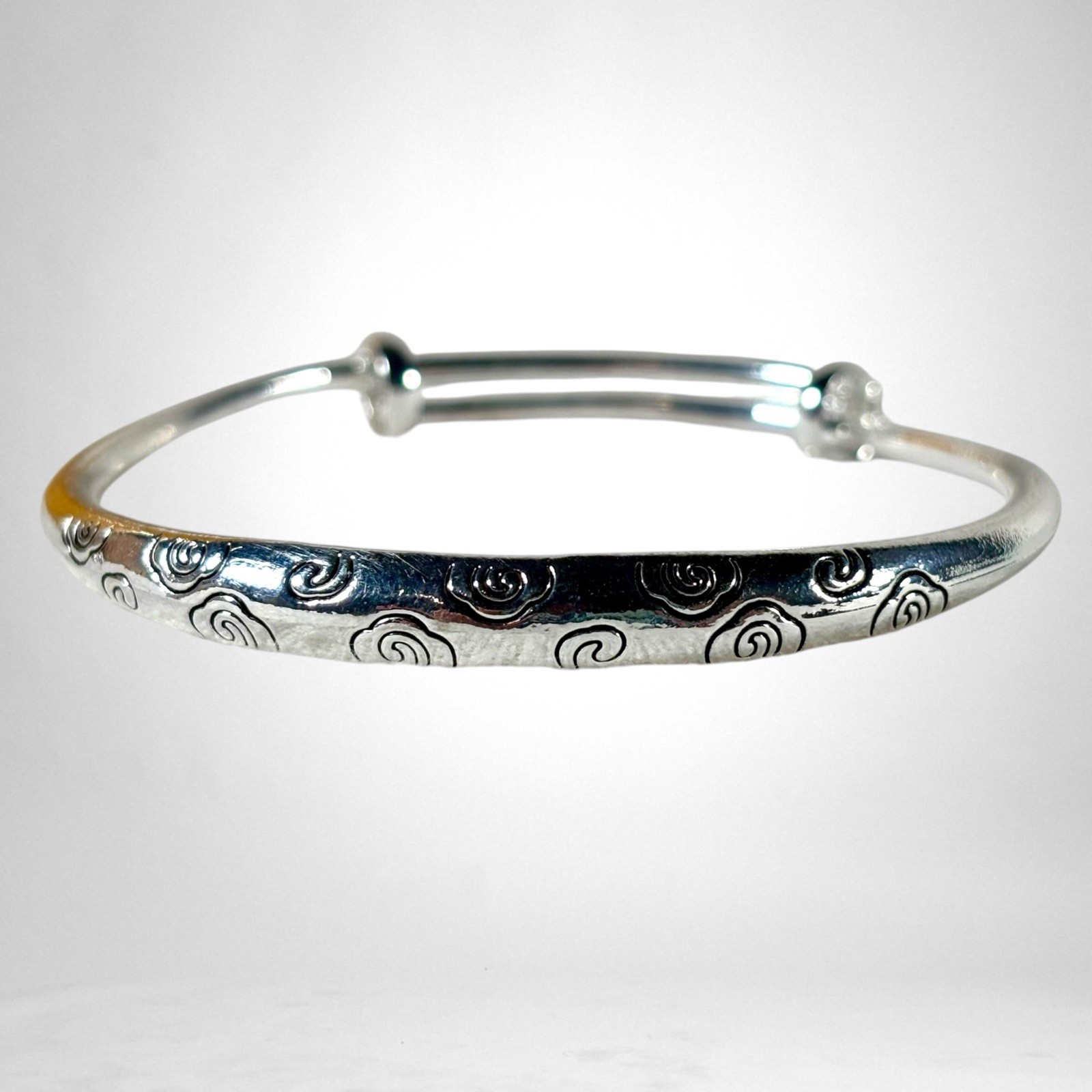 Z. Jewelry Real S999.9 Fine Silver Bracelet Bangle Adjustable 18g