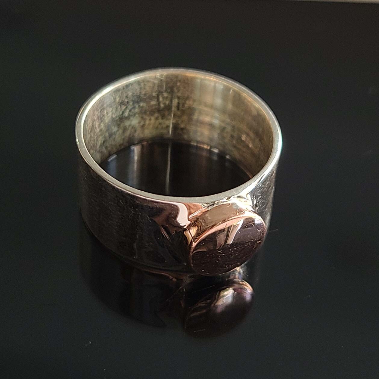 925 Solid Sterling Silver & Brass Handmade Wide Band Rings All Size Available