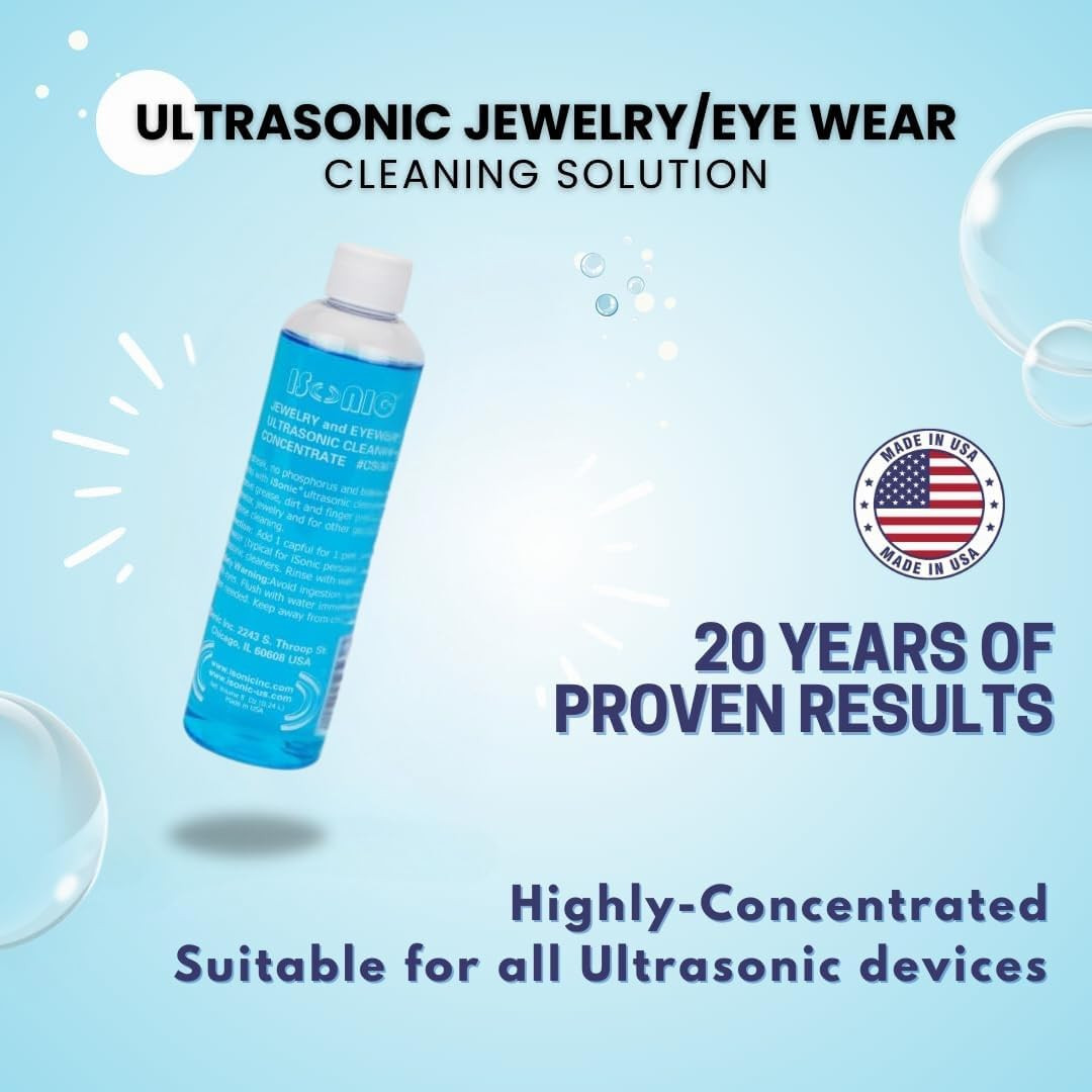 Ultrasonic Jewelry & Eyeglass Cleaner Solution Concentrate – Professional Cle…