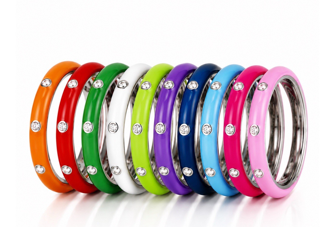Stackable Enamel Ring with Stone Colorful Womens Fashion Ring Teens Gift Color