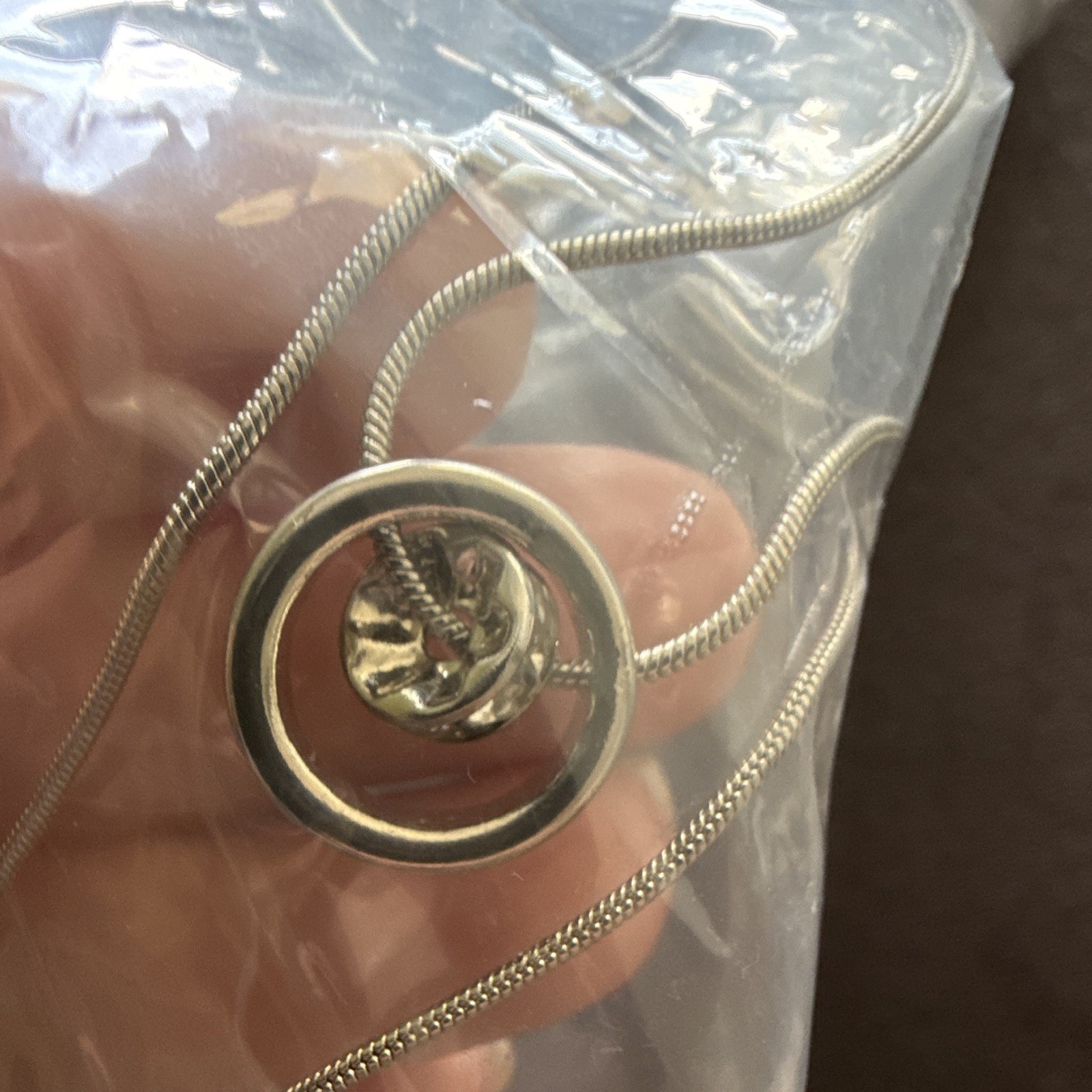 Express Silver Tone Round Pendant Y-Drop Layered Snake Chain Necklace 10805510