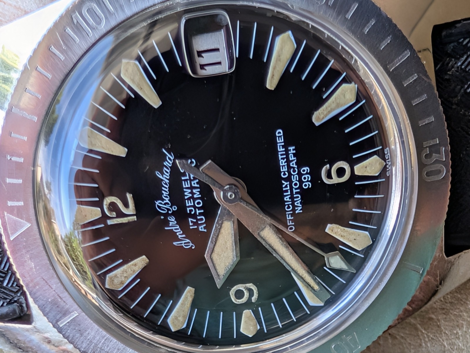 Vintage 1960’s Andre Bouchard Nautoscaph 30 ATM All SS Diver w/ETA 2452 Mvmt