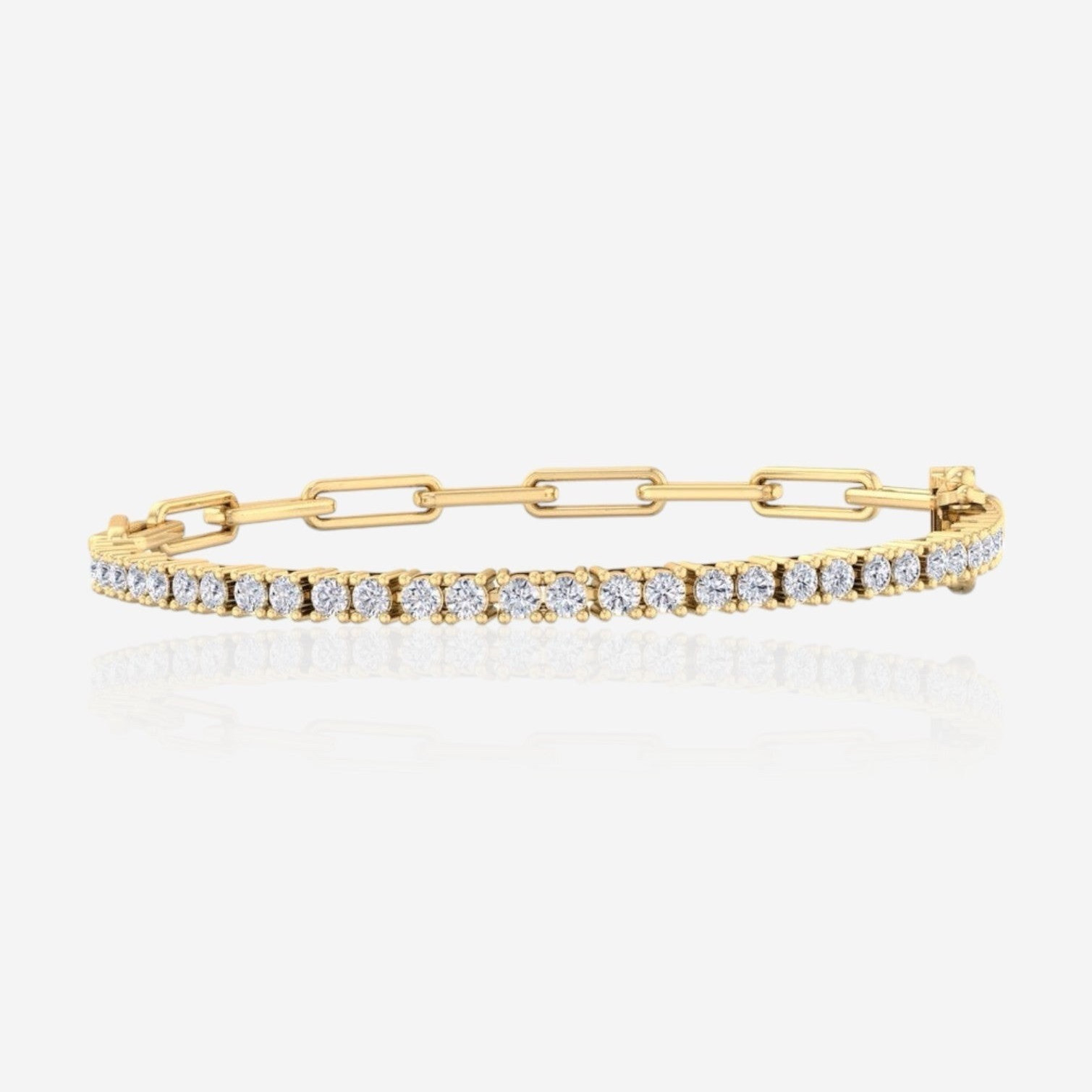 14K Yellow Gold Lab-Grown Diamond Paperclip Tennis Bracelet 1.20 CTW 7″