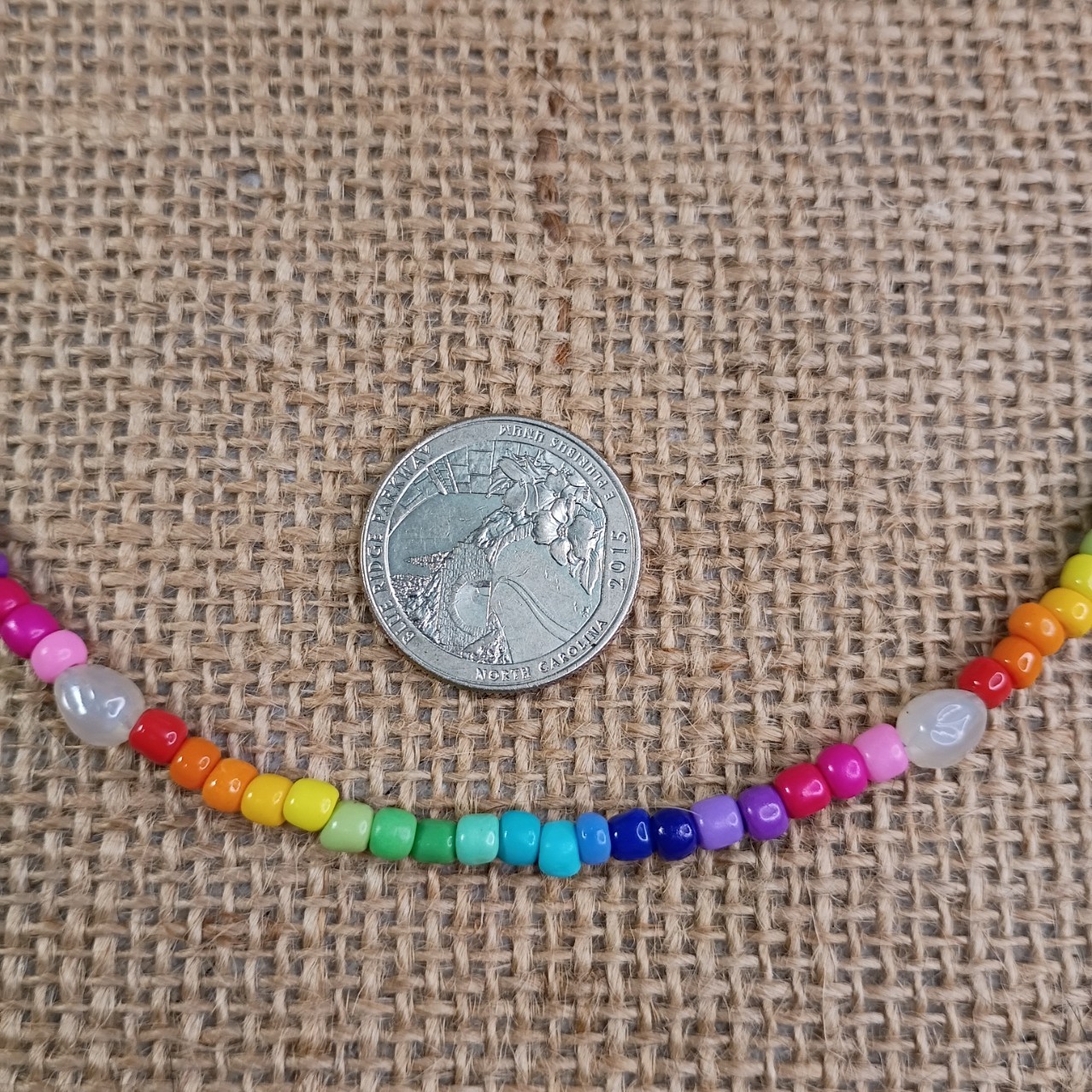 New Rainbow Beaded Choker Necklace – Seed Bead & Faux Pearl Choker Handmade Boho