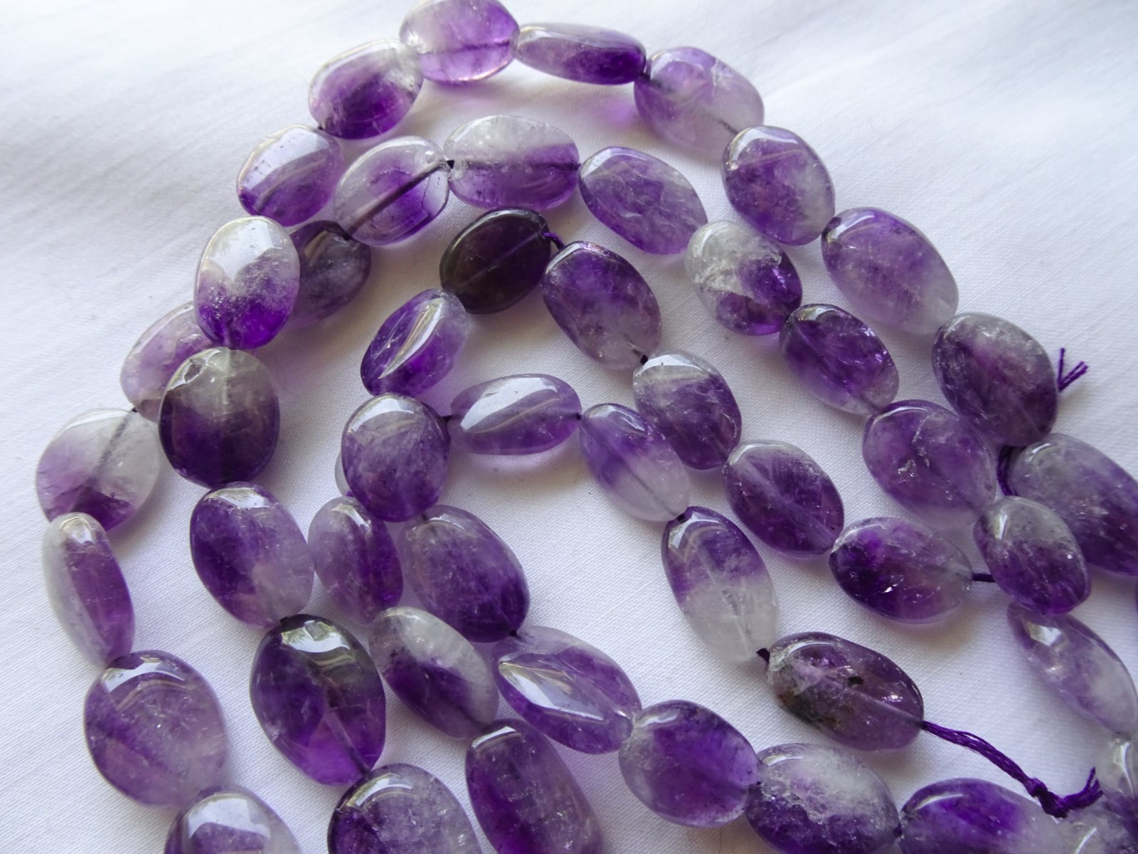13″ Strand Natural Amethyst 10-14mm L Smooth Puffy Oval Stone Beads A533 DNG