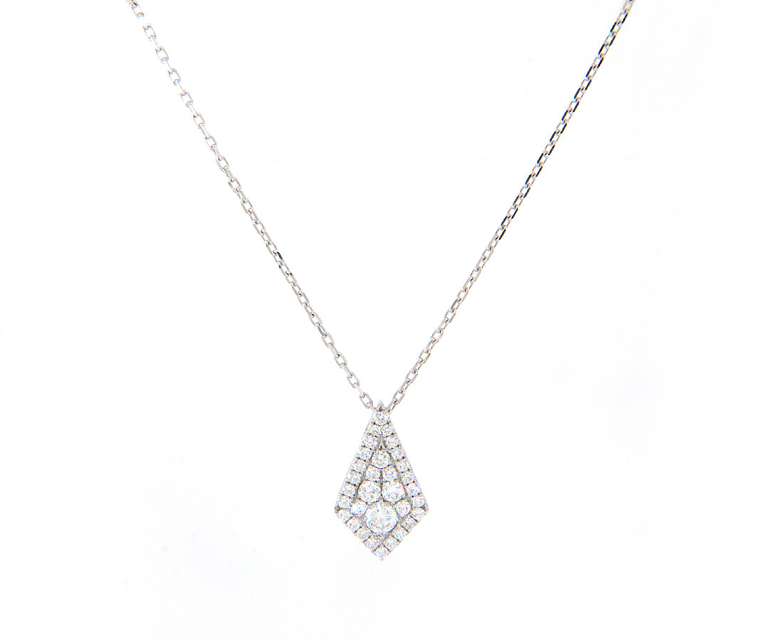 New Frederic Sage 0.89ctw Diamond Kite Shaped Firenze Pendant Necklace in 14K