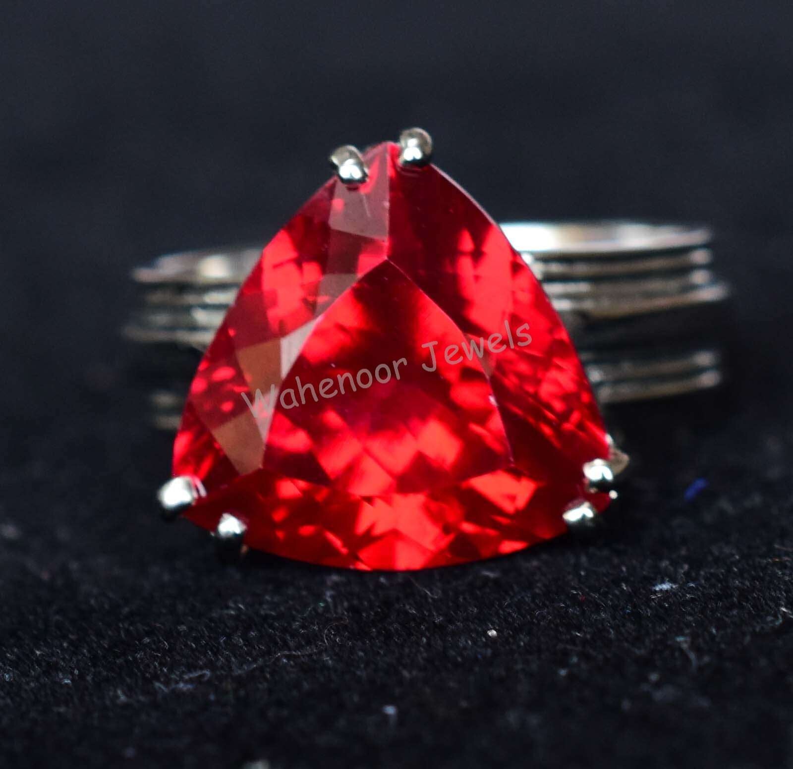 925 Sterling Silver Ring Natural Ruby 15 MM Round Wedding Ring CERTIFIED