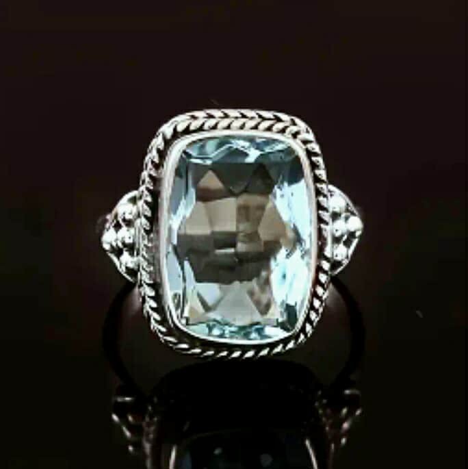 Elegant 925 Sterling Silver Blue Topaz Fashion Wedding Engagement Ring Size 8