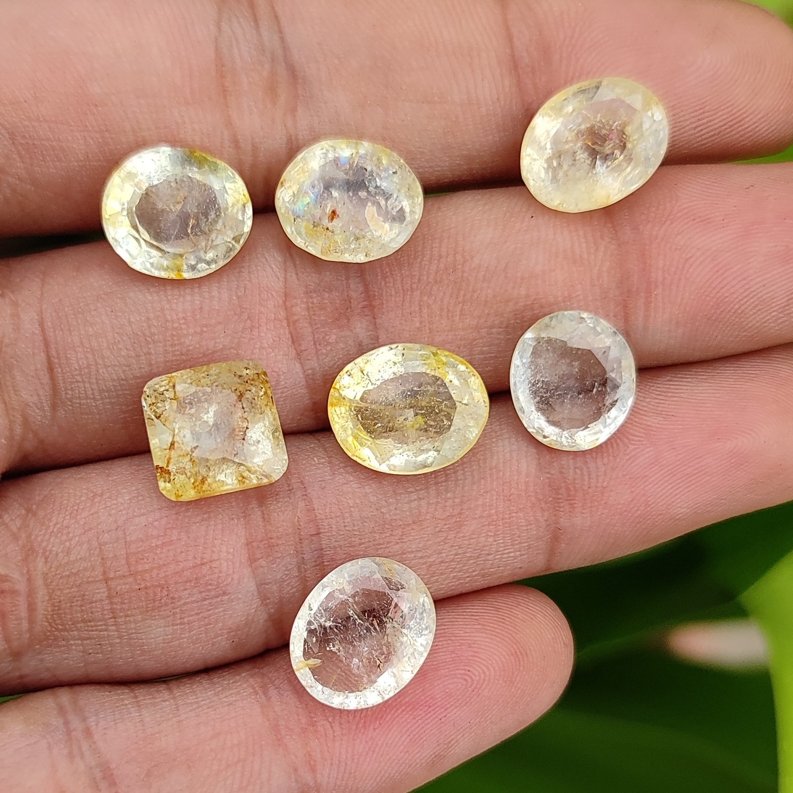 Natural 42.10 Ct Certified Ceylon Golden Yellow Sapphire Gemstone 7Pcs Lot
