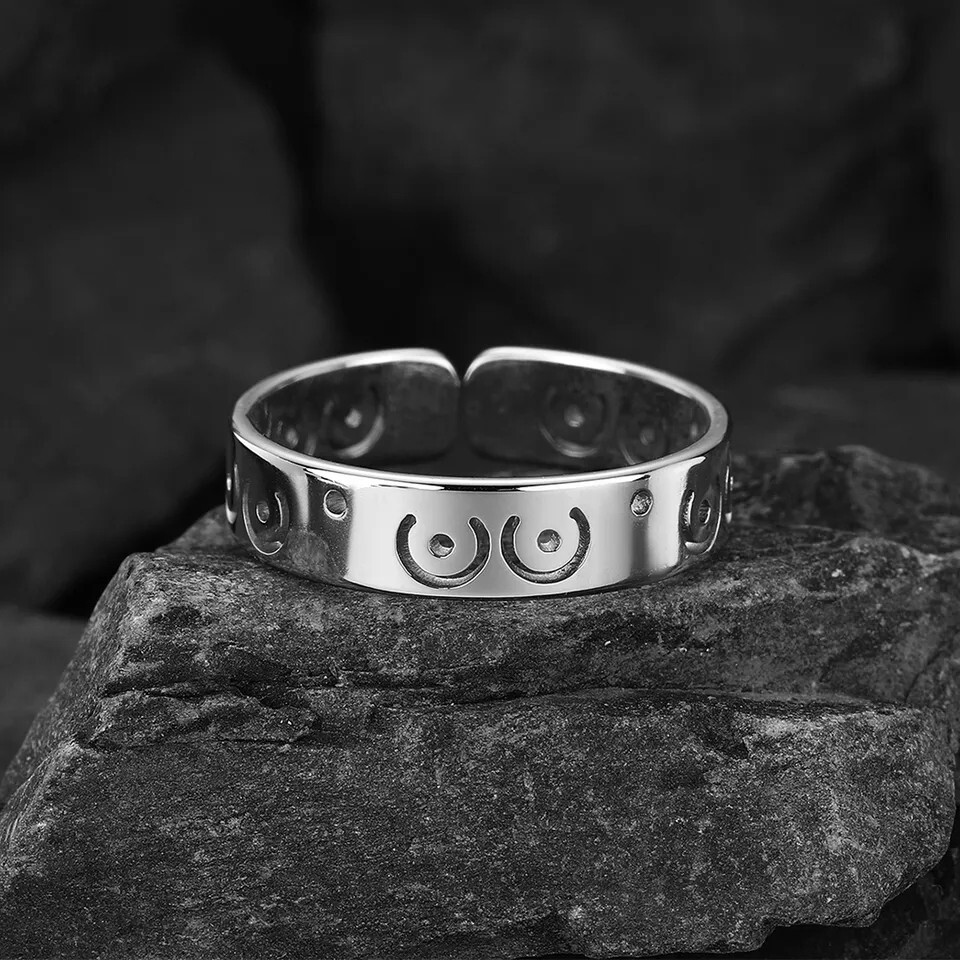 New Stainless Steel Adjustable Open Rings Silver Plated Round Shape Unisex Ring
