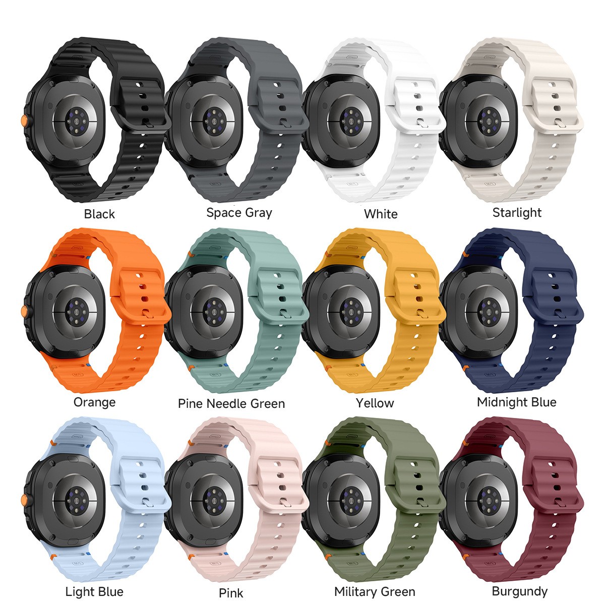 Wave Stitched Silicone Soft Band for Samsung Galaxy Watch 8 / Watch 8 Classic