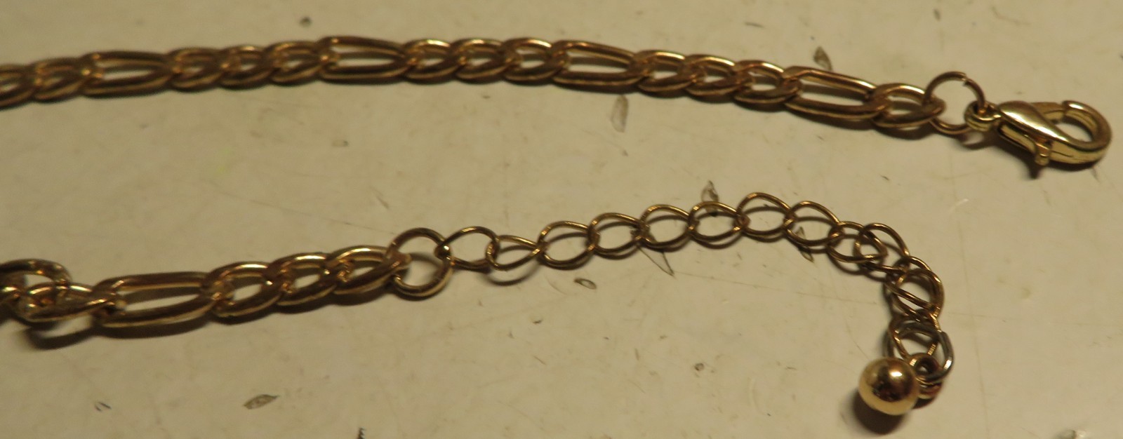 Vintage 7-9″ Adjustable Extender Figaro Link Bracelet Gold Tone Lobster Clasp GU