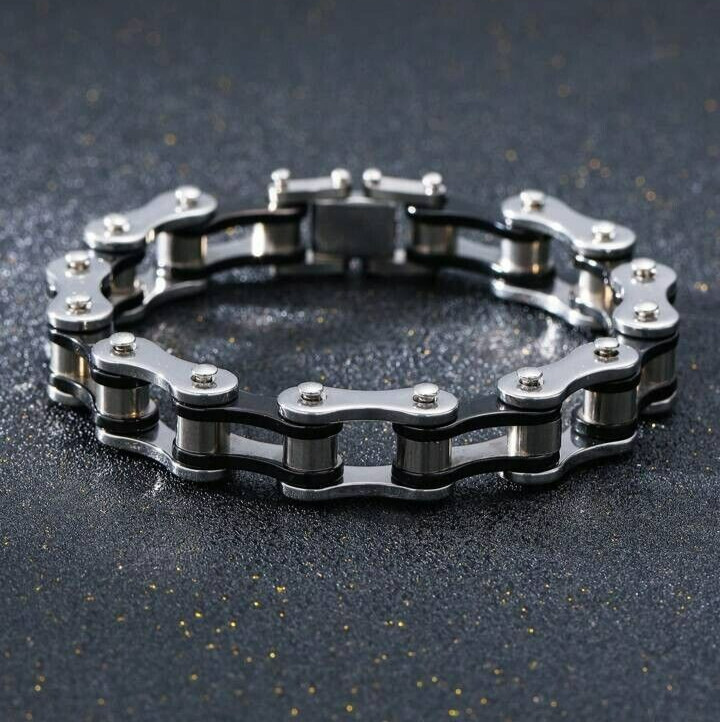 Men Heavy Sturdy Stainless Steel Motorcycle Bike Chain Bracelet Biker Wristband