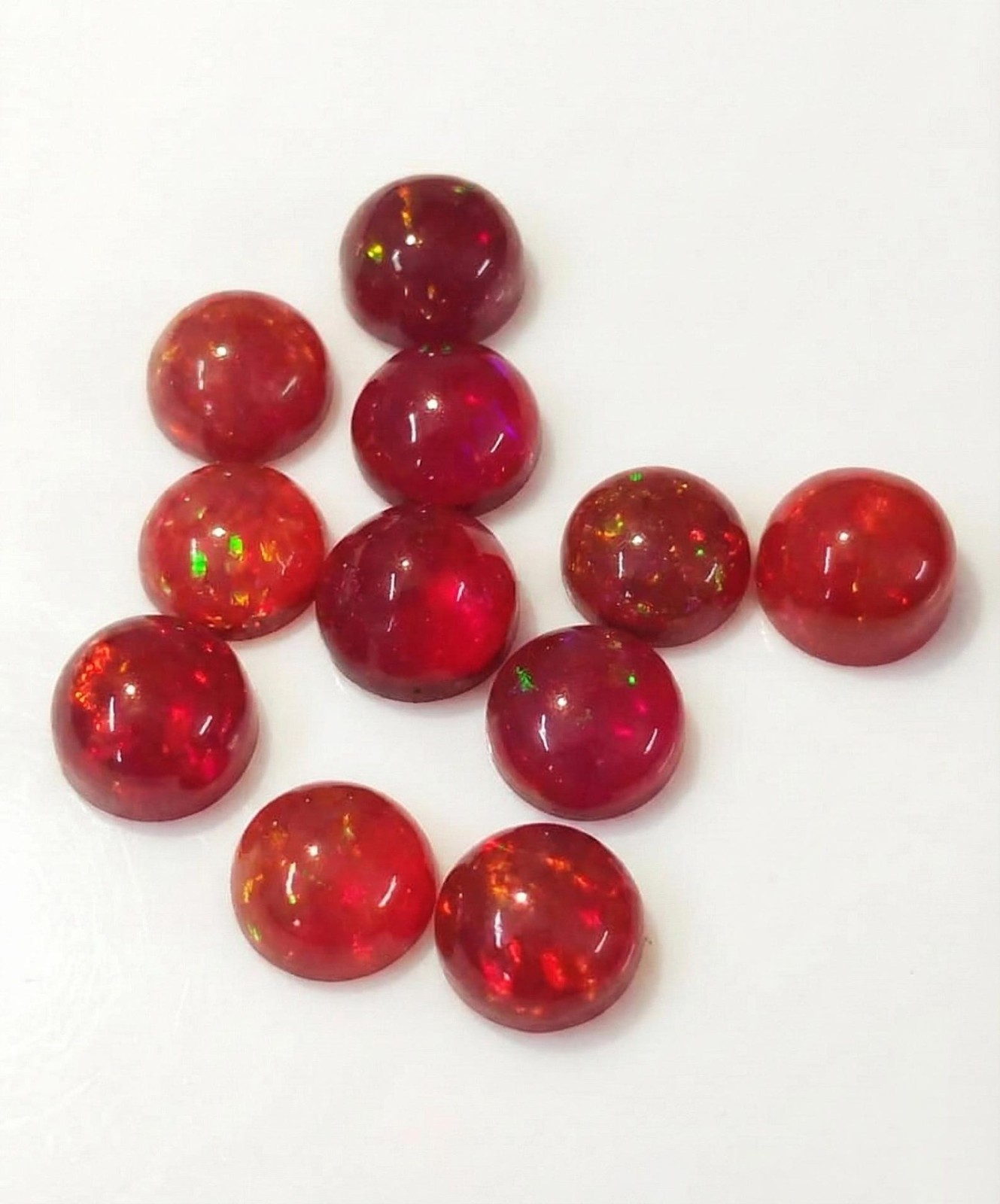 Natural Red Ethopian Opal Round Cabochon 3mm To 10mm Loose Gemstone