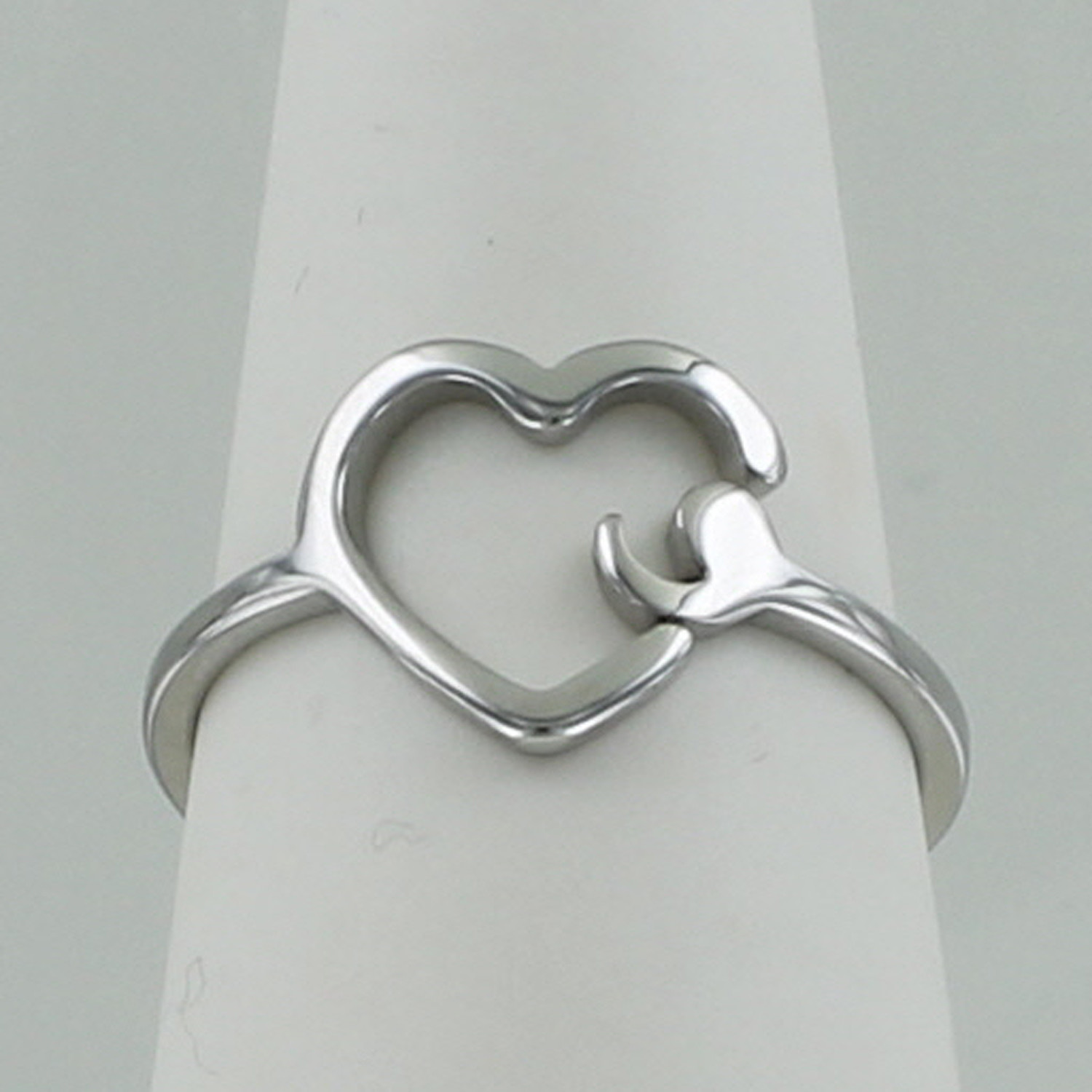 SEMICOLON HEART Ring – Stainless Steel Outline Mental Health Support Hope NEW