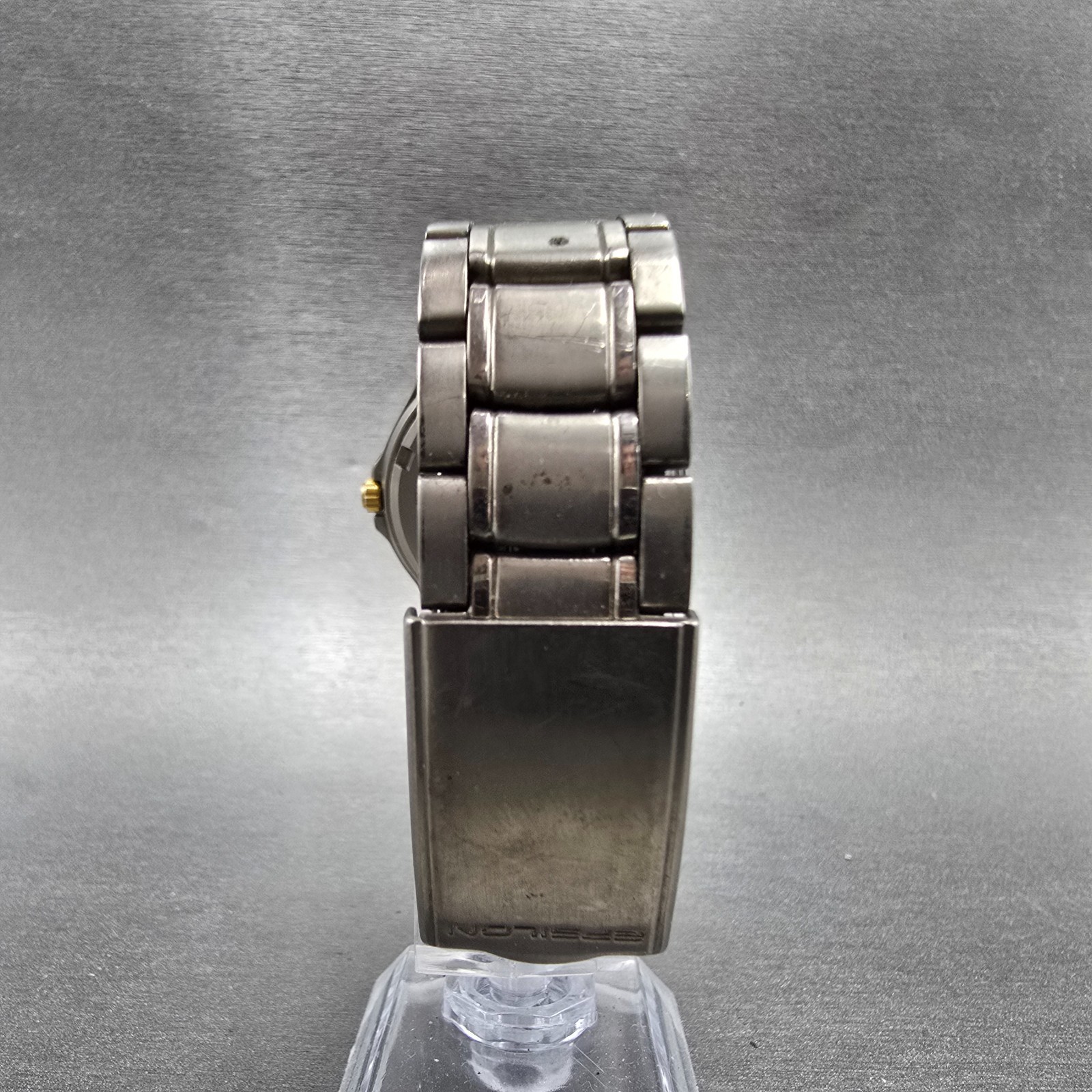 Seiko Alba Epsilon Watch Men 36mm Gray Dial Titanium Daydate V14J-0A10 Runs