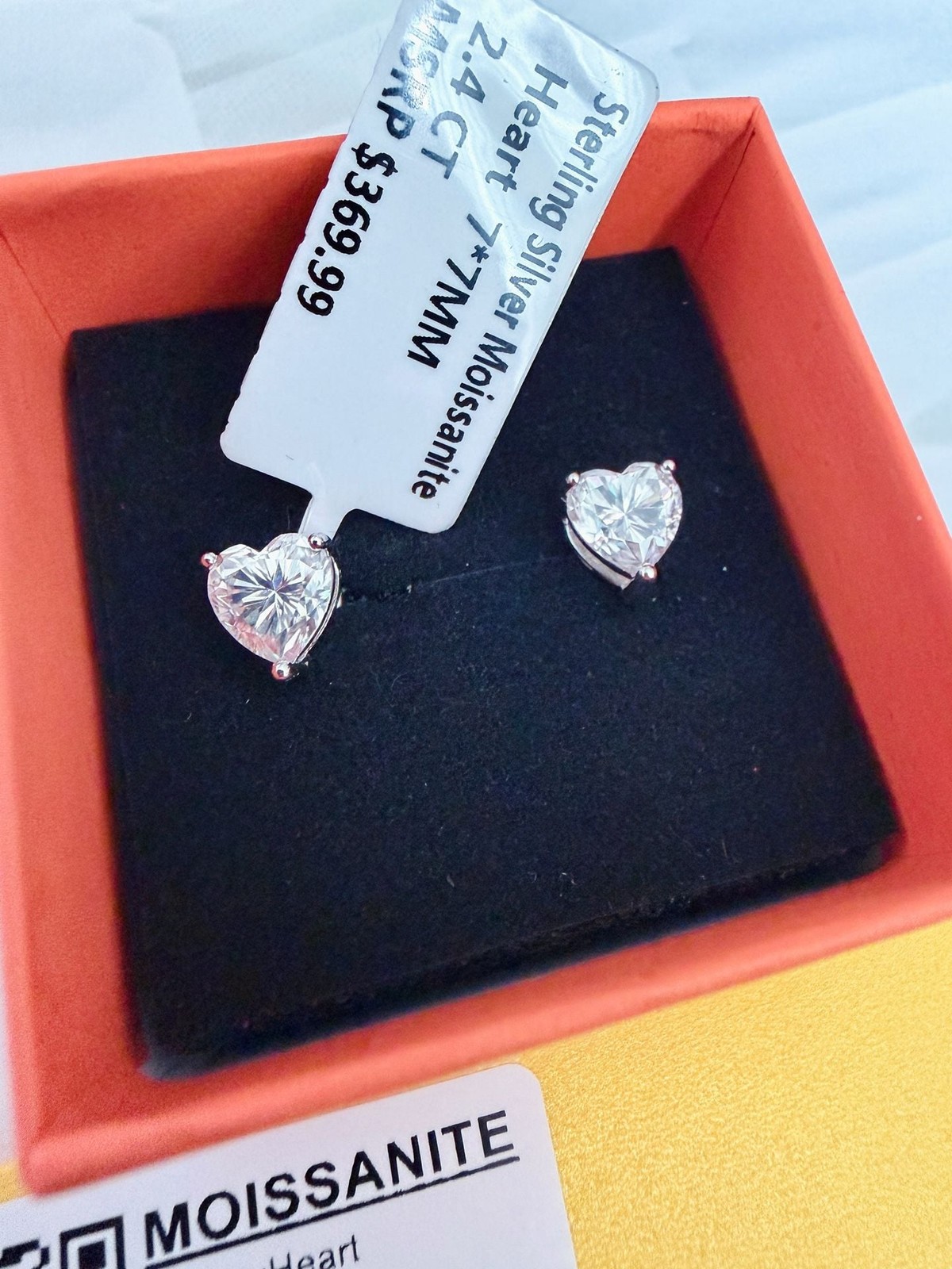 2.4 CT Heart Shape Moissanite Stud Earrings in Sterling Silver