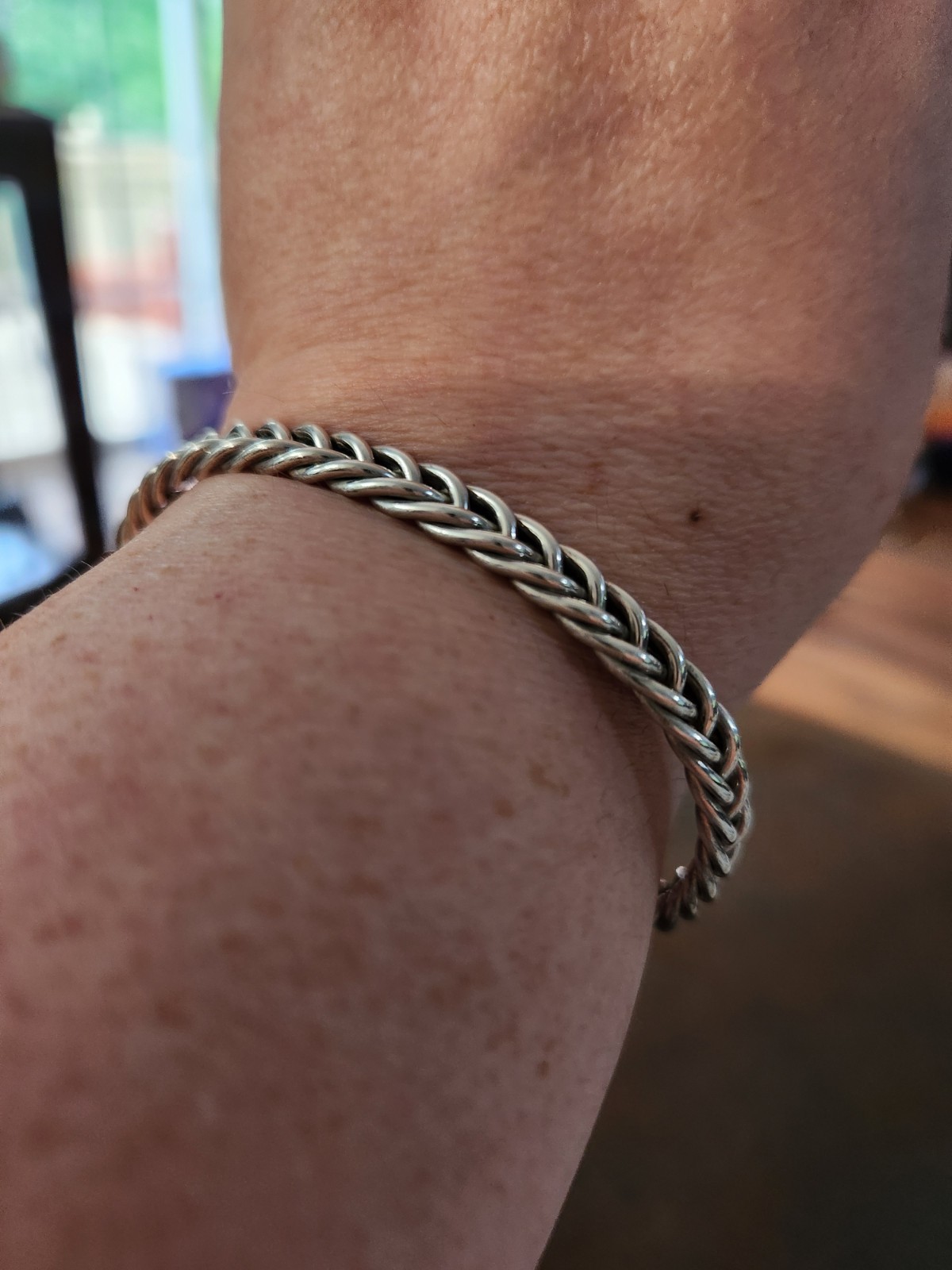 Vintage 925 Sterling Silver Cuff Artisan Made Braided Bracelet 8 In 14.5g