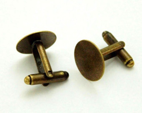 1 pair (2pcs) Cufflinks Antique Bronze Color Cuff Link Blank Findings 8mm x 16mm