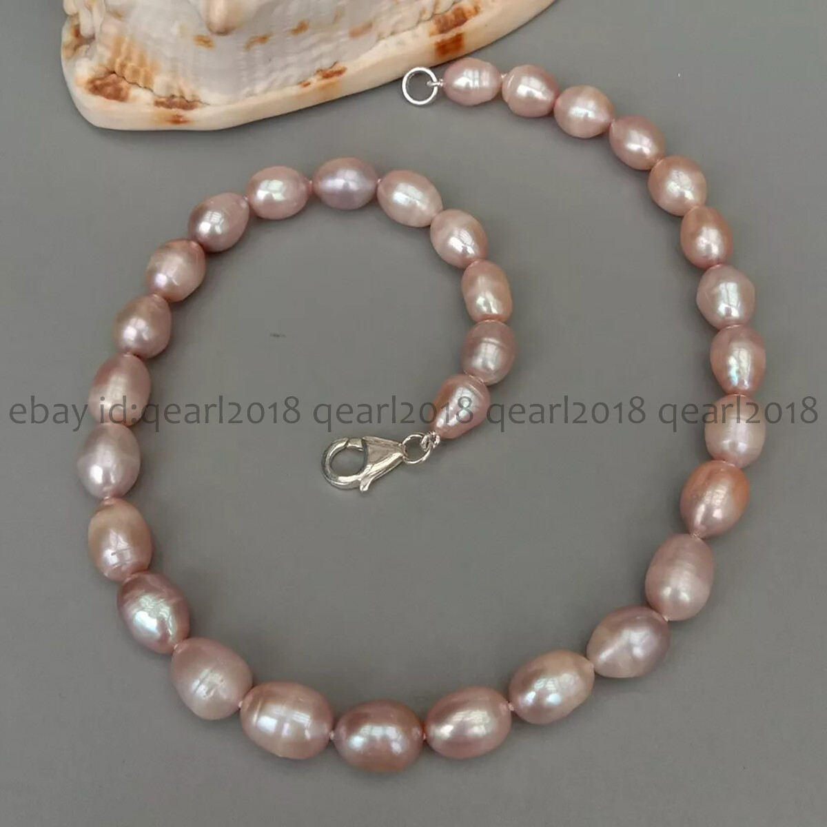 Natural White Black Gray Pink Purple Rice Cultured Pearl Necklace Silver Clasp