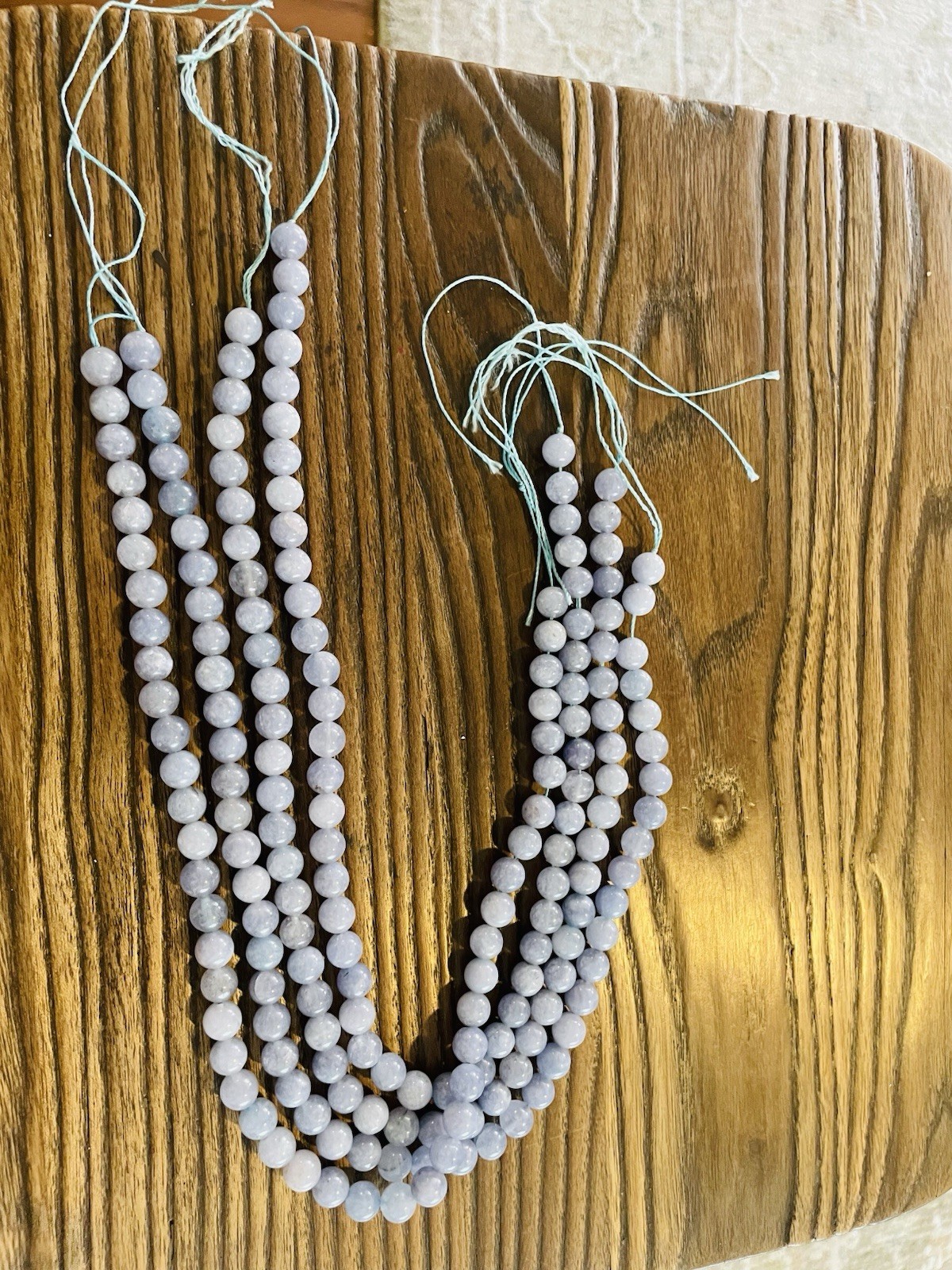 Light Blue Stone Round Bead Strands Lot 8mm Smooth 1mm Center-Drilled