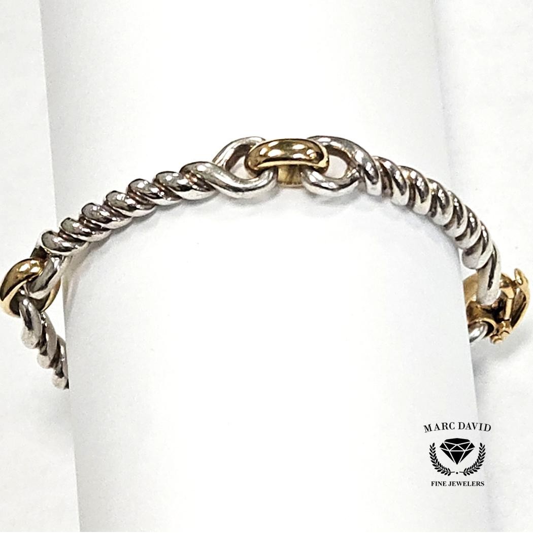 Gump’s Pepi Bracelet – Sterling Silver & 18K Yellow Gold, 31.2g, Size 6