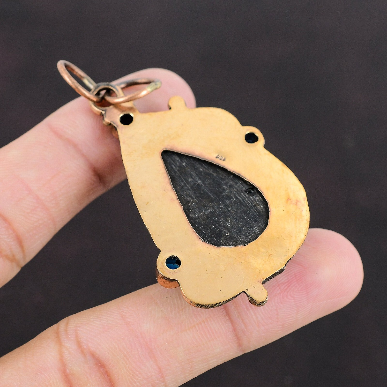 Pear Abalone Shell Gemstone Tanzanite Quartz Copper Anniversary Pendant Jewelry