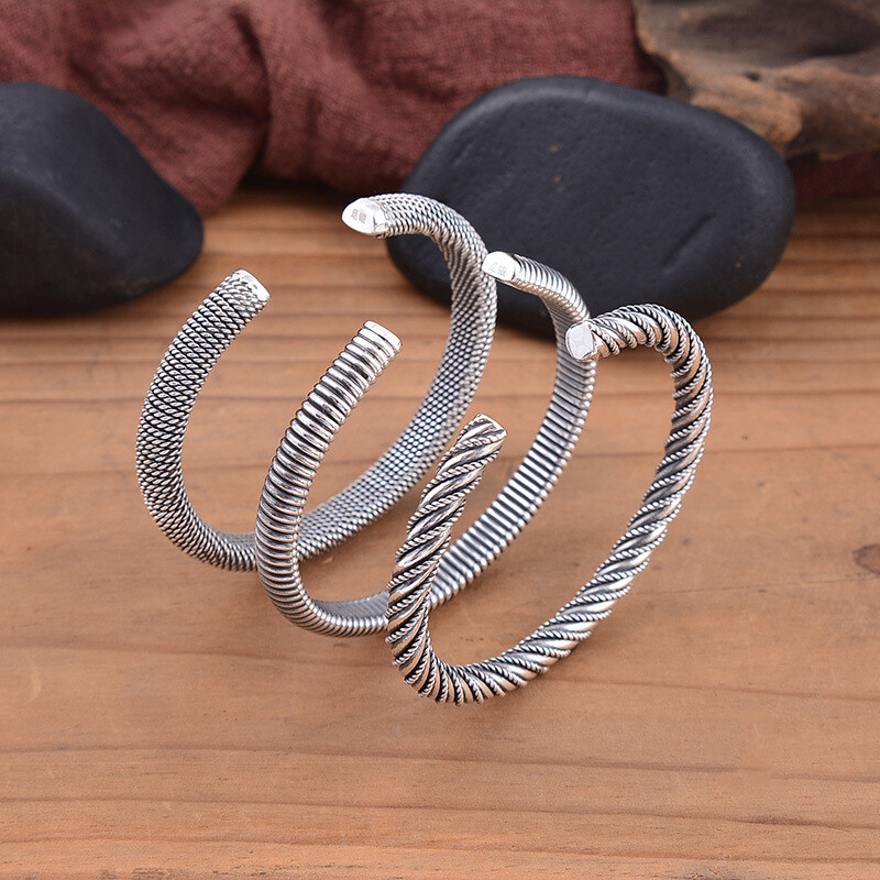A26 Bangle Spiral Twisted Fine Silver Silver 990 Choose Model