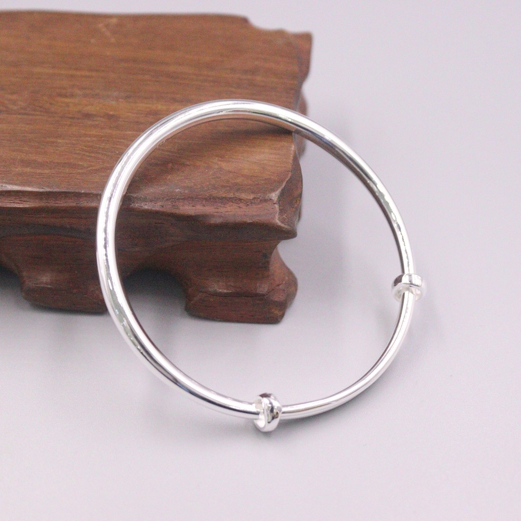 1pcs Real 999 Silver Bracelet For Women Polish Surface 55-60mm Silver Bangle
