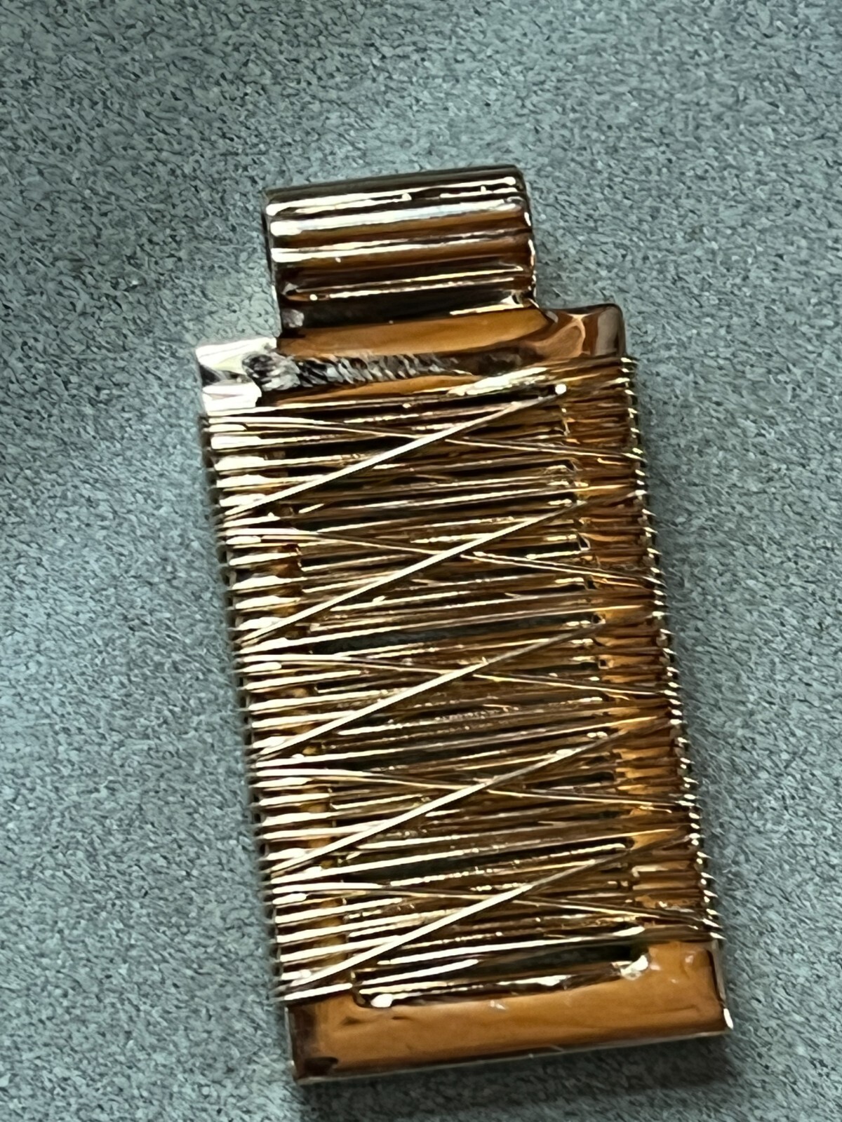 Large Goldtone Rectangle w Wound Thin Wire Pendant – 2 x 7/8th’s inches –