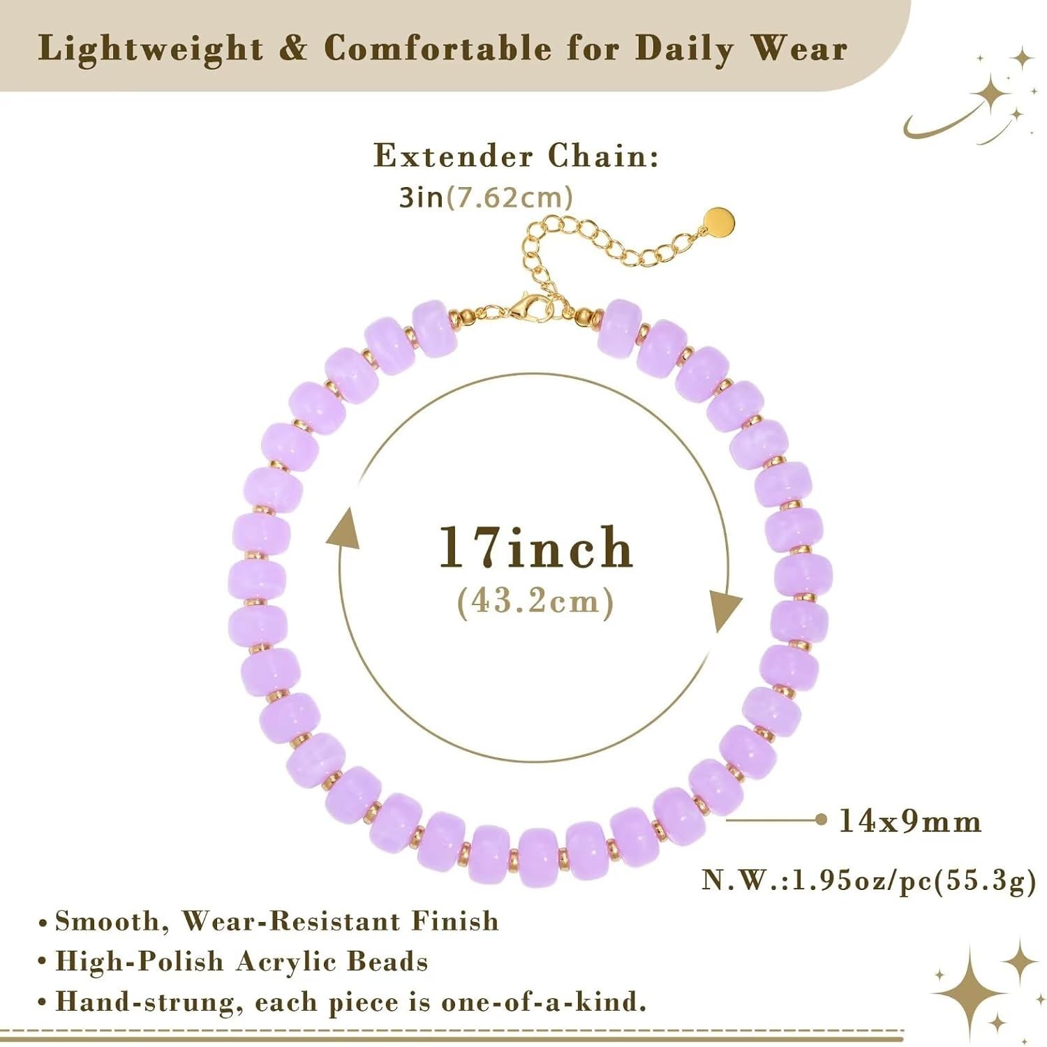 Elegant Lightweight Purple Resin Bead Necklace – Versatile for Every Occasion