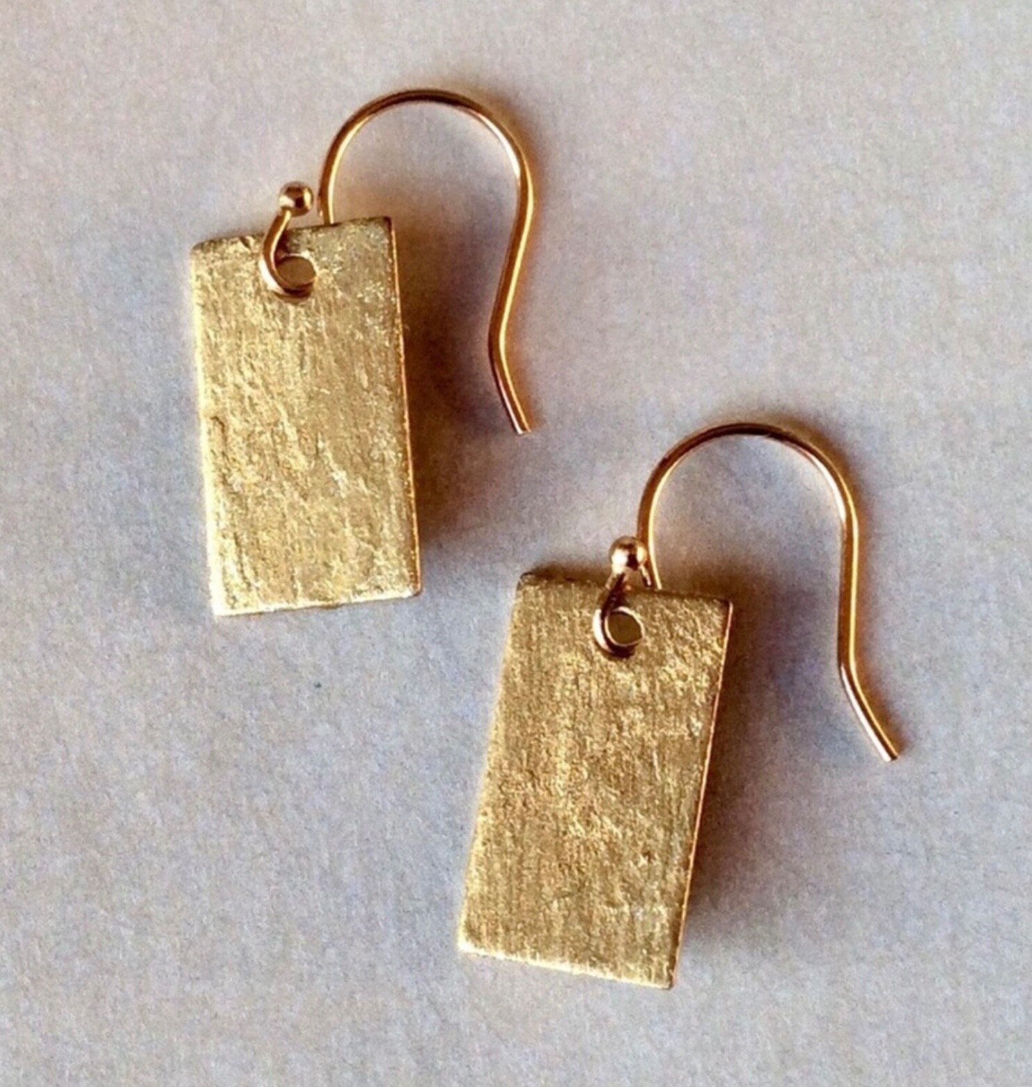 New Sundance Charm Rectangle Earrings Gold Plated Handmade Artisan Jewelry