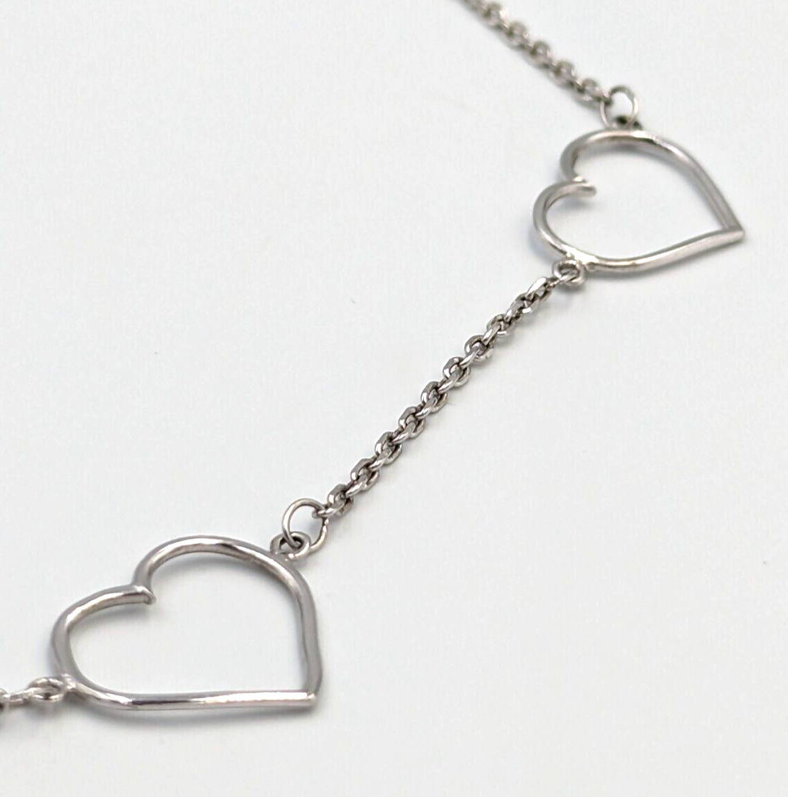 Fuzion Creations Sterling Silver Heart Stations Necklace 925 Marked 16.5″ Long