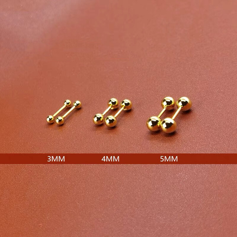Womens Small Tiny Round Ball Screw Back Stud Earrings Surgical Steel 3/4/5mm