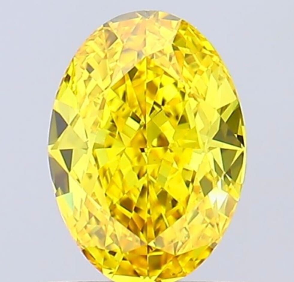 Lab Grown IGI Certified HPHT Diamond OVAL 0.51 Ct Fancy Vivid Yellow SI1