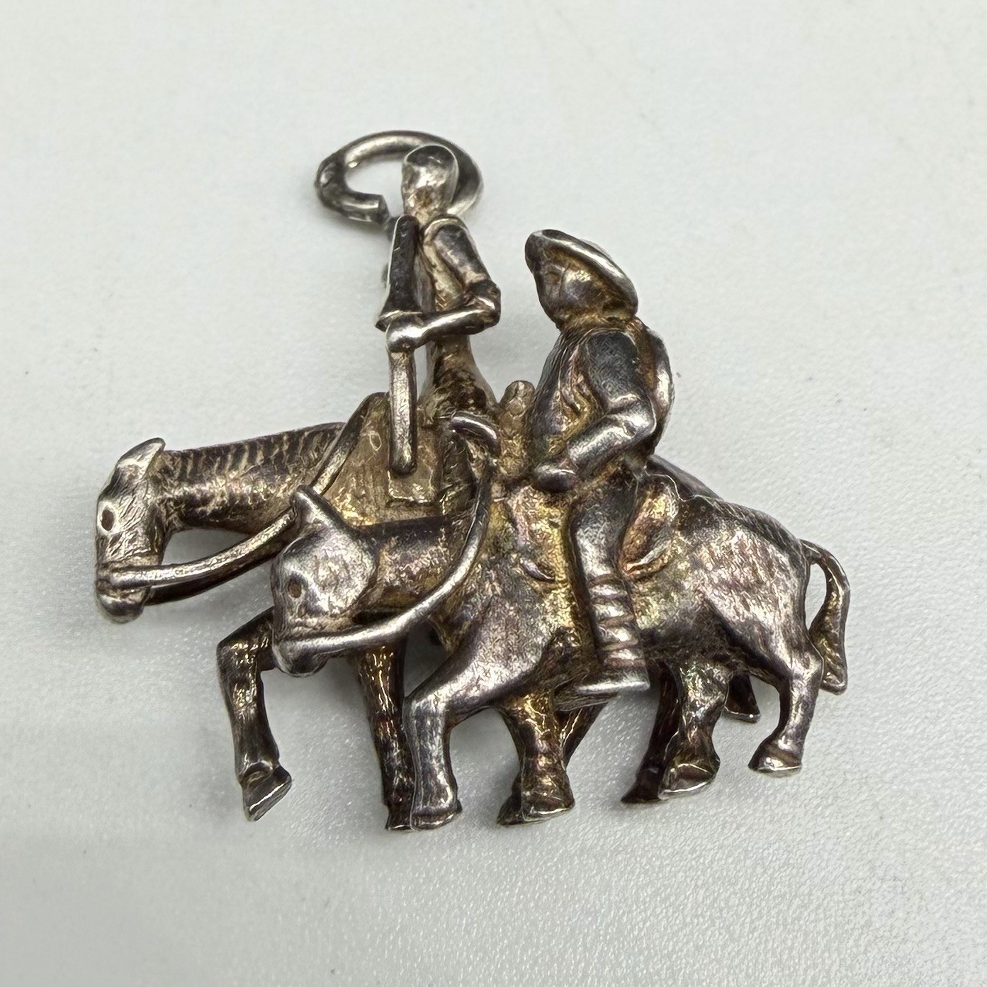 Vtg Sterling Silver Man of La Mancha Don Quixote Sancho Panza Charm See Details