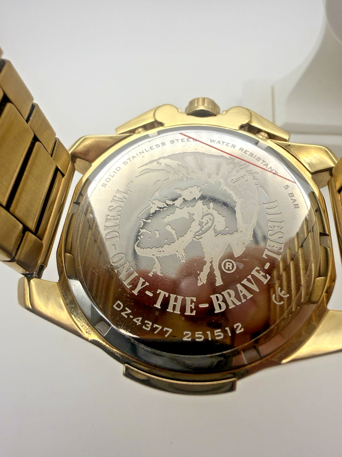 Diesel Ironside DZ4377 Only The Brave Gold Tone Oversize Watch 57mm Running