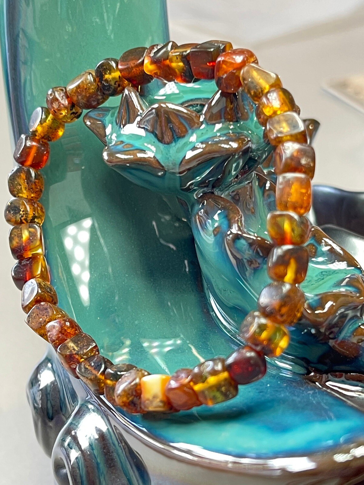 Baltic Amber Bracelet 2 Pieces Set Flower Amber Healing Stone Crystal Gemstone