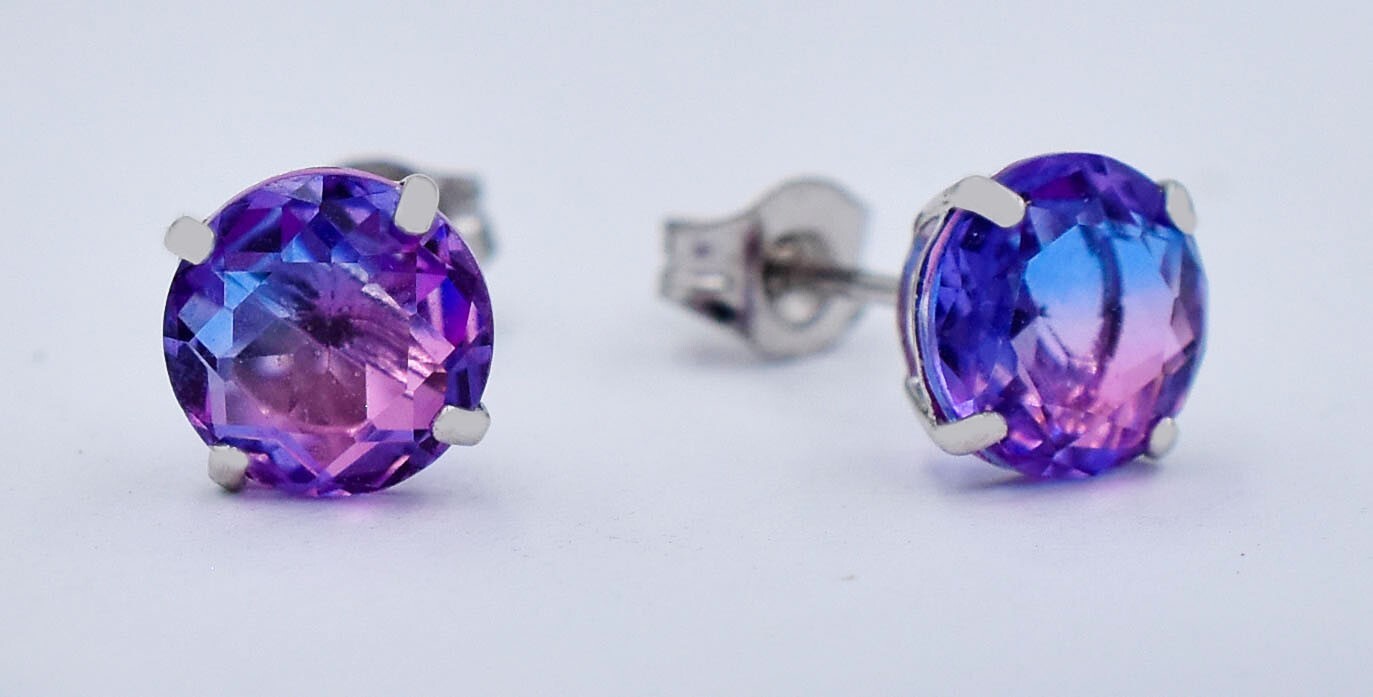 TOURMALINE 1.90 Cts STUD EARRINGS 14K SOLID WHITE GOLD -6 mm NWT – MADE IN USA