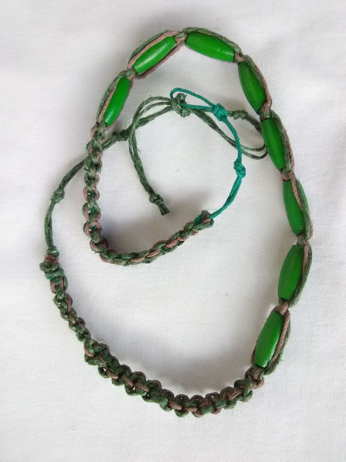 HEMP SURFER BOHO BEADED NECKLACE 24″ Unisex Beaded Macrame USA Seller New