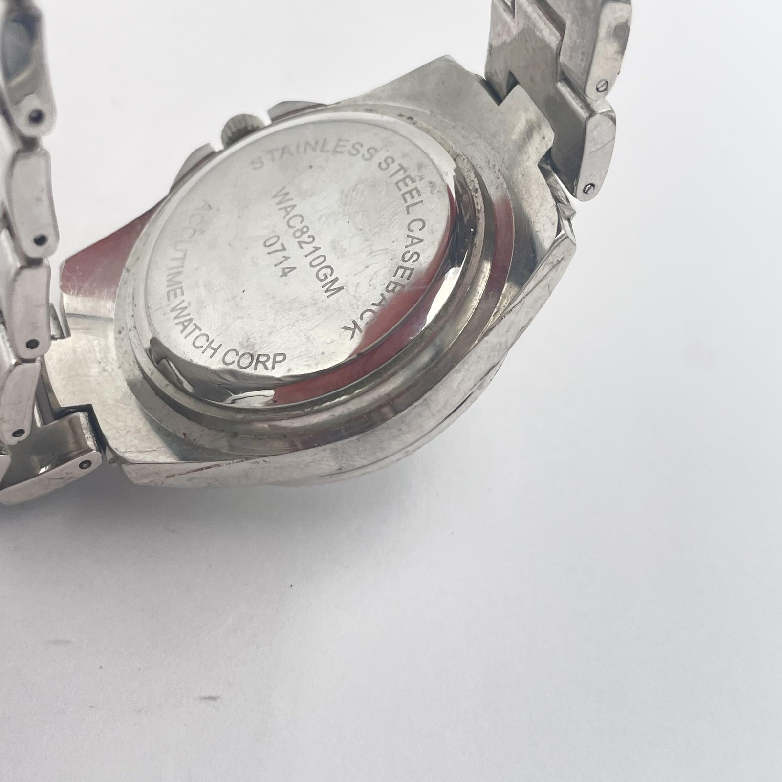 Accutime Watch Corp Mens Crystal Dial Stainless Steel Watch WAC8210GM