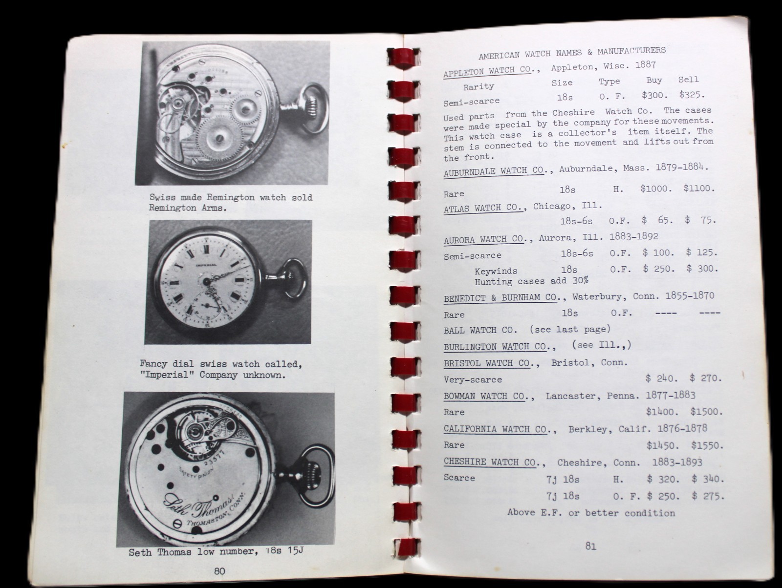 AMERICAN POCKET WATCHES COLLECTOR’S PRICE GUIDE BOOKLET 1976 BY DAVID CRISS