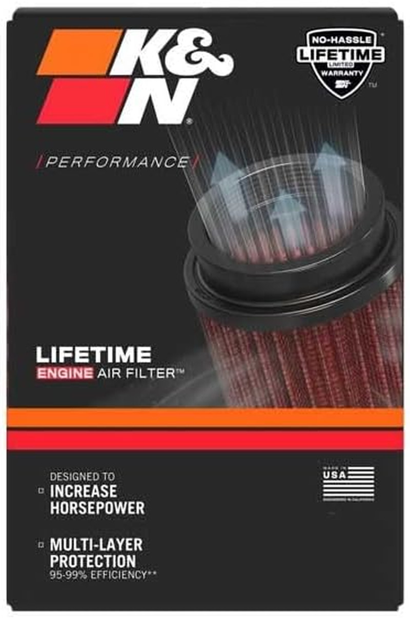 K&N High-Flow Original Lifetime Universal Clamp-On Air Filter: High Performance,