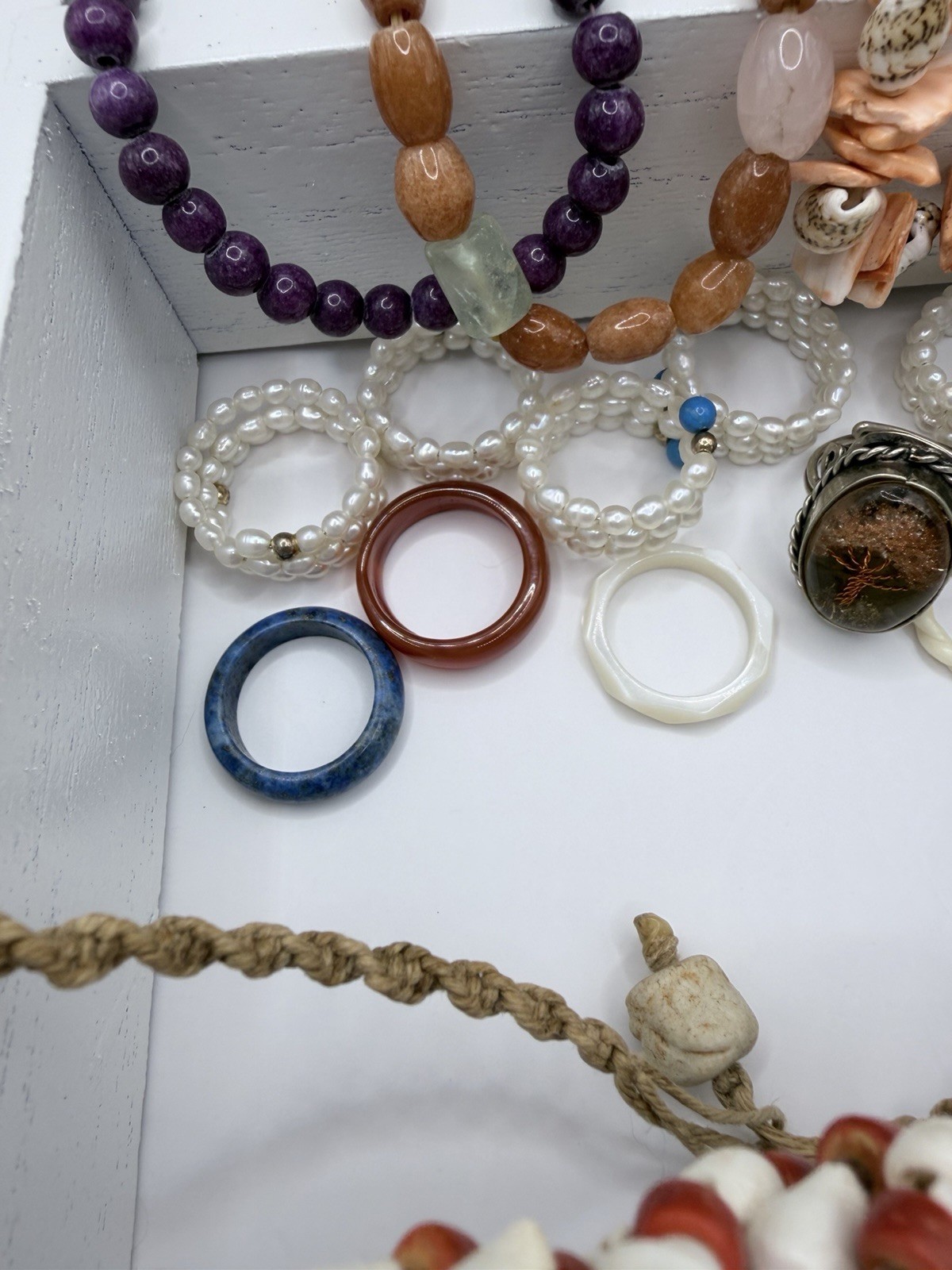 Vintage Natural Gemstone And Shell Lot Of 31 Pieces- Pearl, Shell, And More