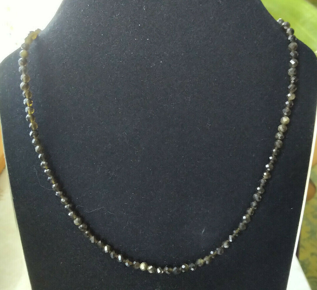 wunderschöne, facettierte Gold Obsidian Kette 45cm +5cm Verlängerung