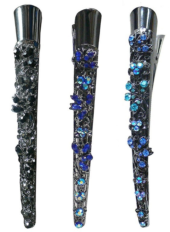 Set of 3 Crystal Alligator Duckbill Hair clips Beak Clips Women Hair Styling