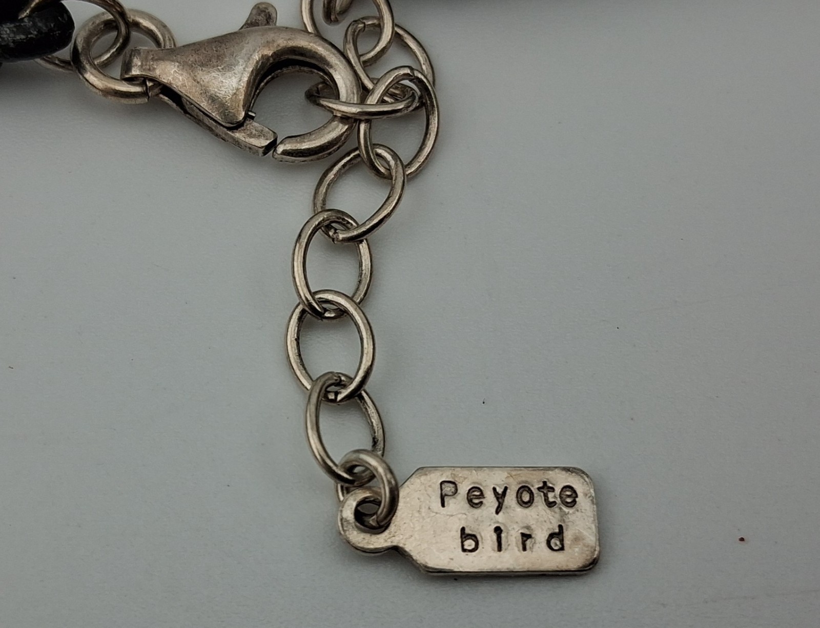 Signed Peyote Bird Sterling Silver Amber Turquoise Bead Necklace 17.5″-19″