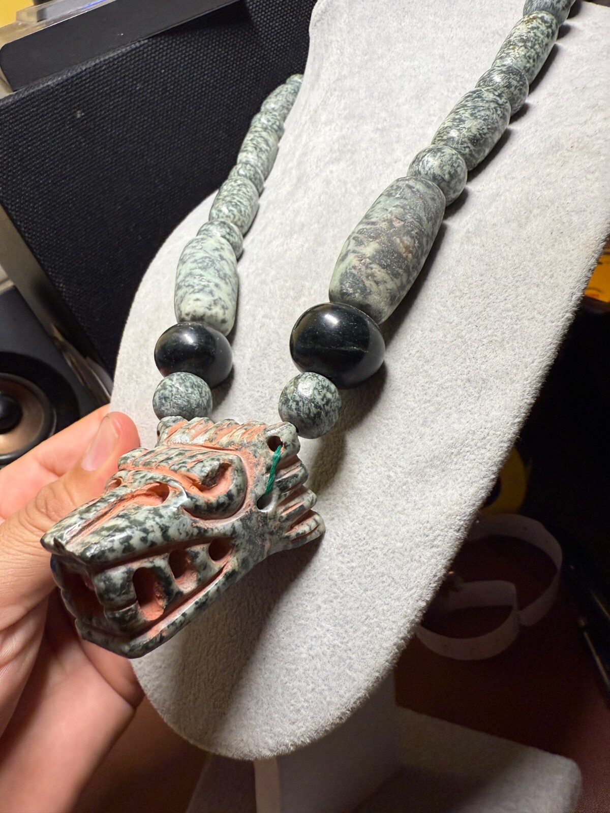 Granite Quetzalcoatl Feathered Serpent Pendant Kukulkan Mayan Plumed Serpent #14